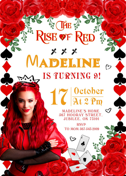 Descendants The Rise of Red Disney customizable invitation template | Share or Print | ID857