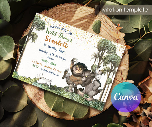 Where The Wild Things Are Maurice Sendak customizable invitation template | Share or Print | JV533