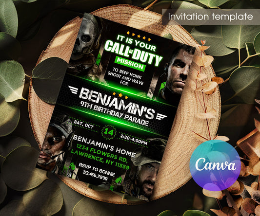 Call of Duty Gamer customizable invitation template | Share or Print | boy | FC459