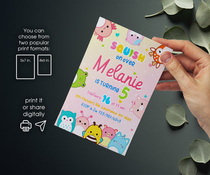 Squishmallows customizable invitation template | Share or Print | NI010