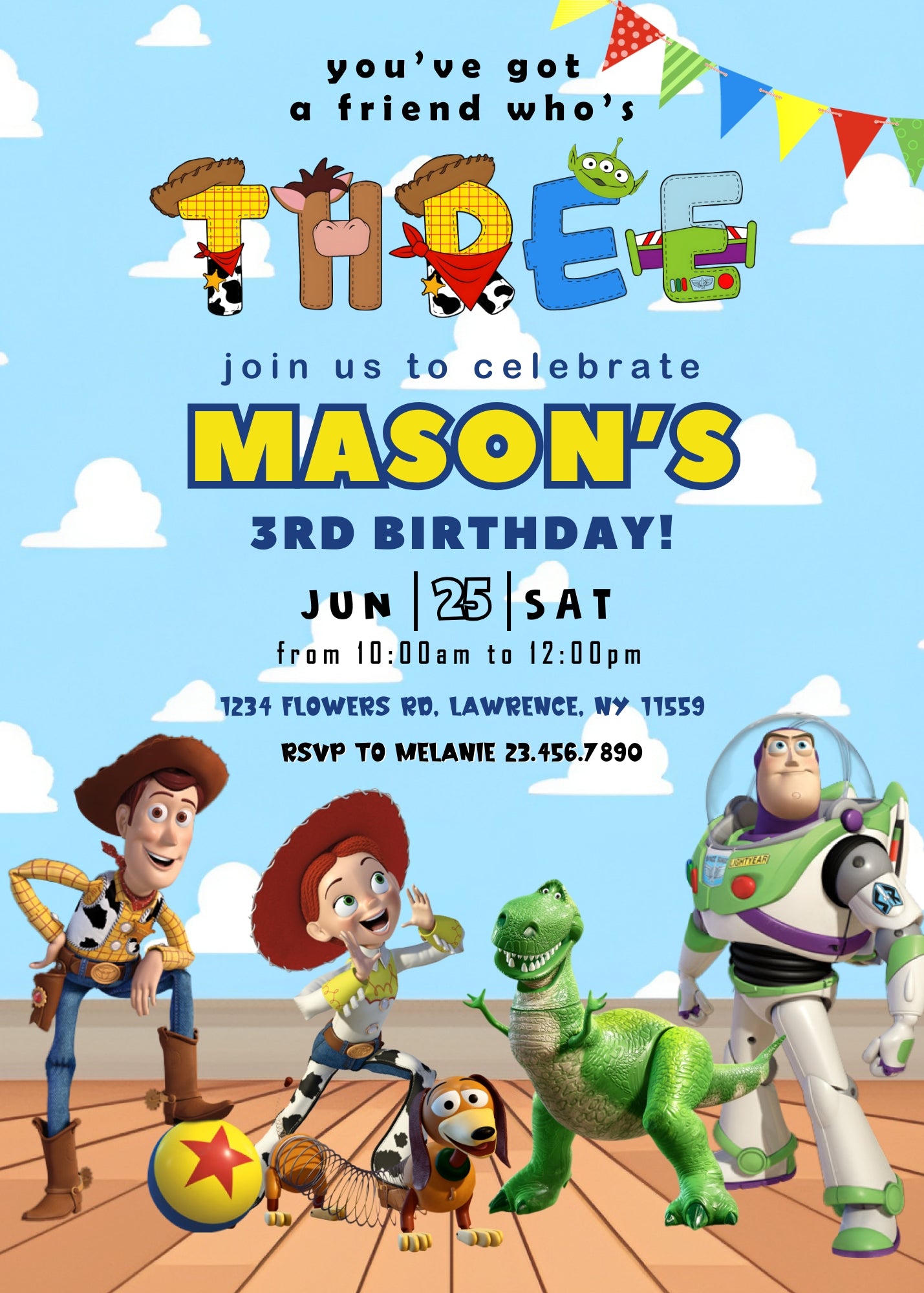 Toy Story Woody customizable invitation template | Share or Print | SU408