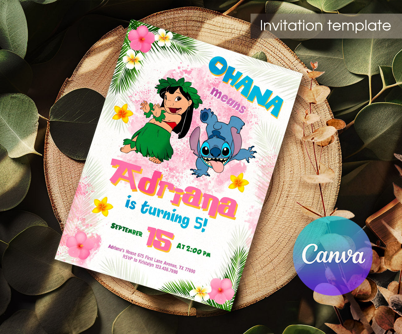 Lilo & Stitch Aloha customizable invitation template | Share or Print | UP211