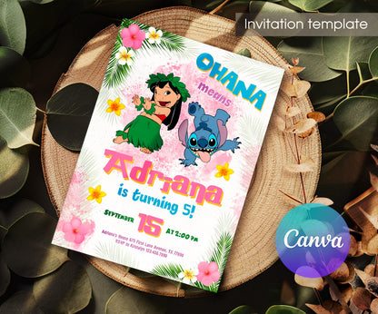 Lilo & Stitch Aloha customizable invitation template | Share or Print | UP211