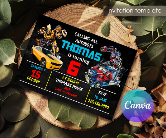 Transformers Rescue Bots customizable invitation template | Share or Print | boy | UW953