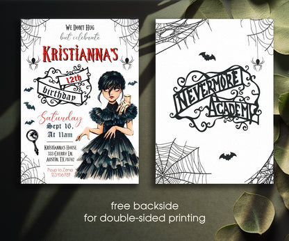 Wednesday Addams customizable invitation template | Share or Print | girl | YD702