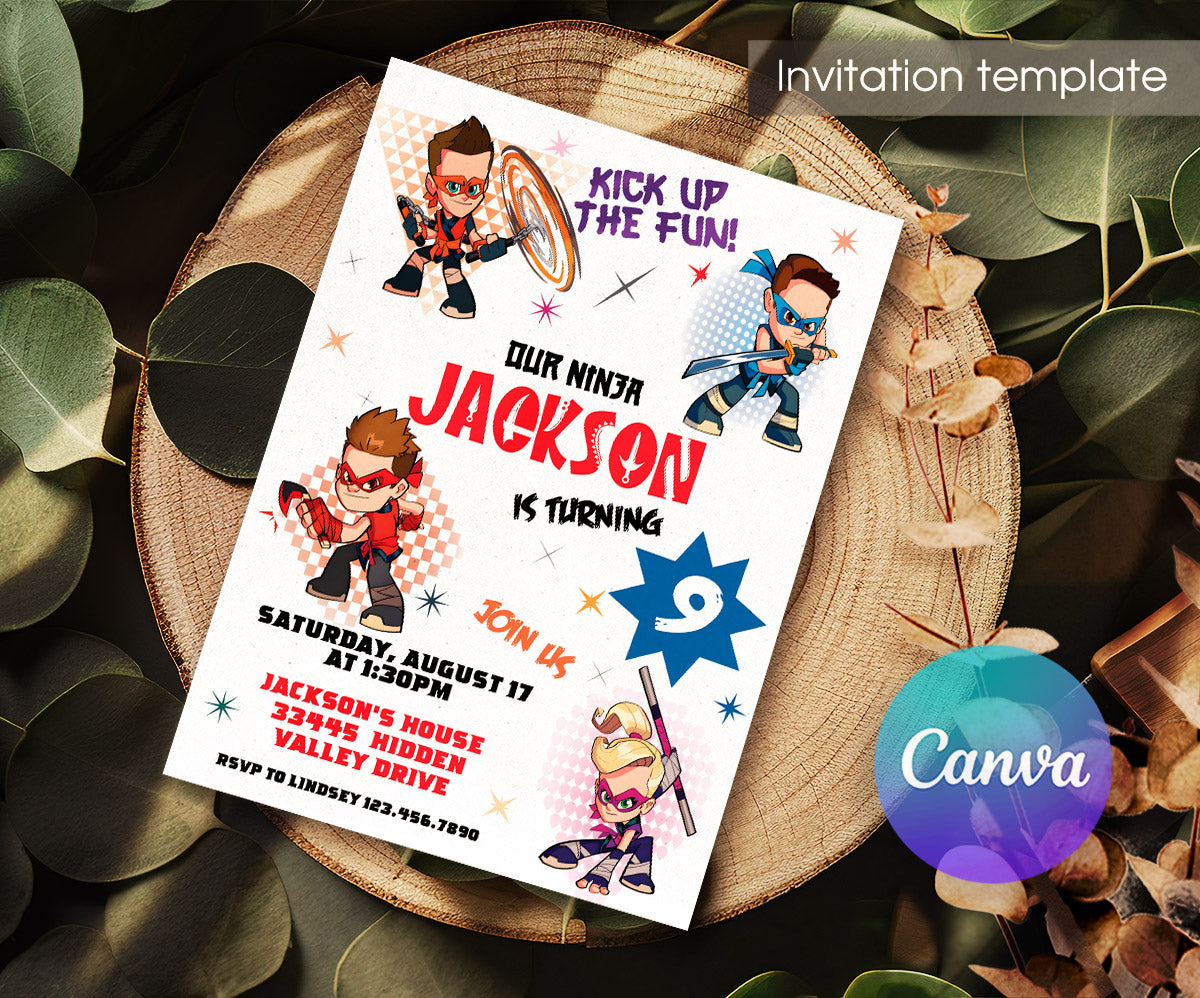 Ninja Kidz TV customizable invitation template | Share or Print | EX589