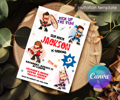 Ninja Kidz TV customizable invitation template | Share or Print | EX589