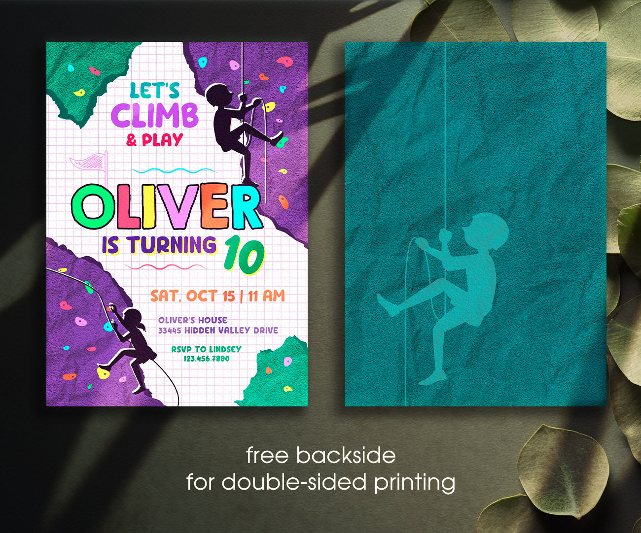 Rock Climbing customizable invitation template | Share or Print | UJ074
