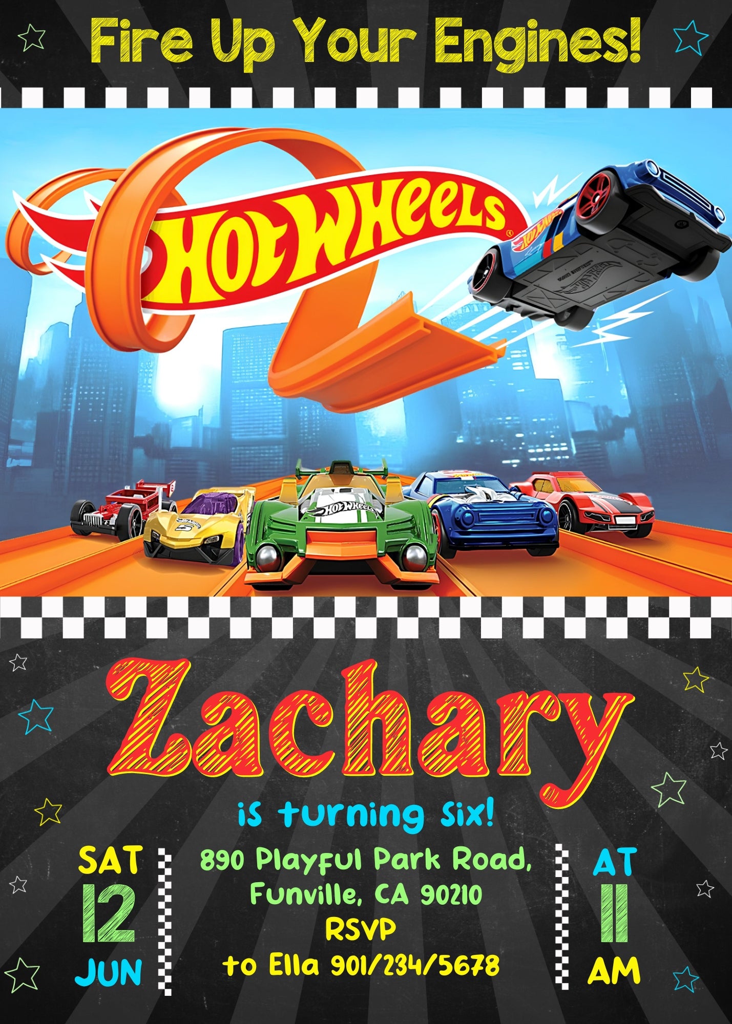 Hot Wheels Racing customizable invitation template | Share or Print | boy | JB477