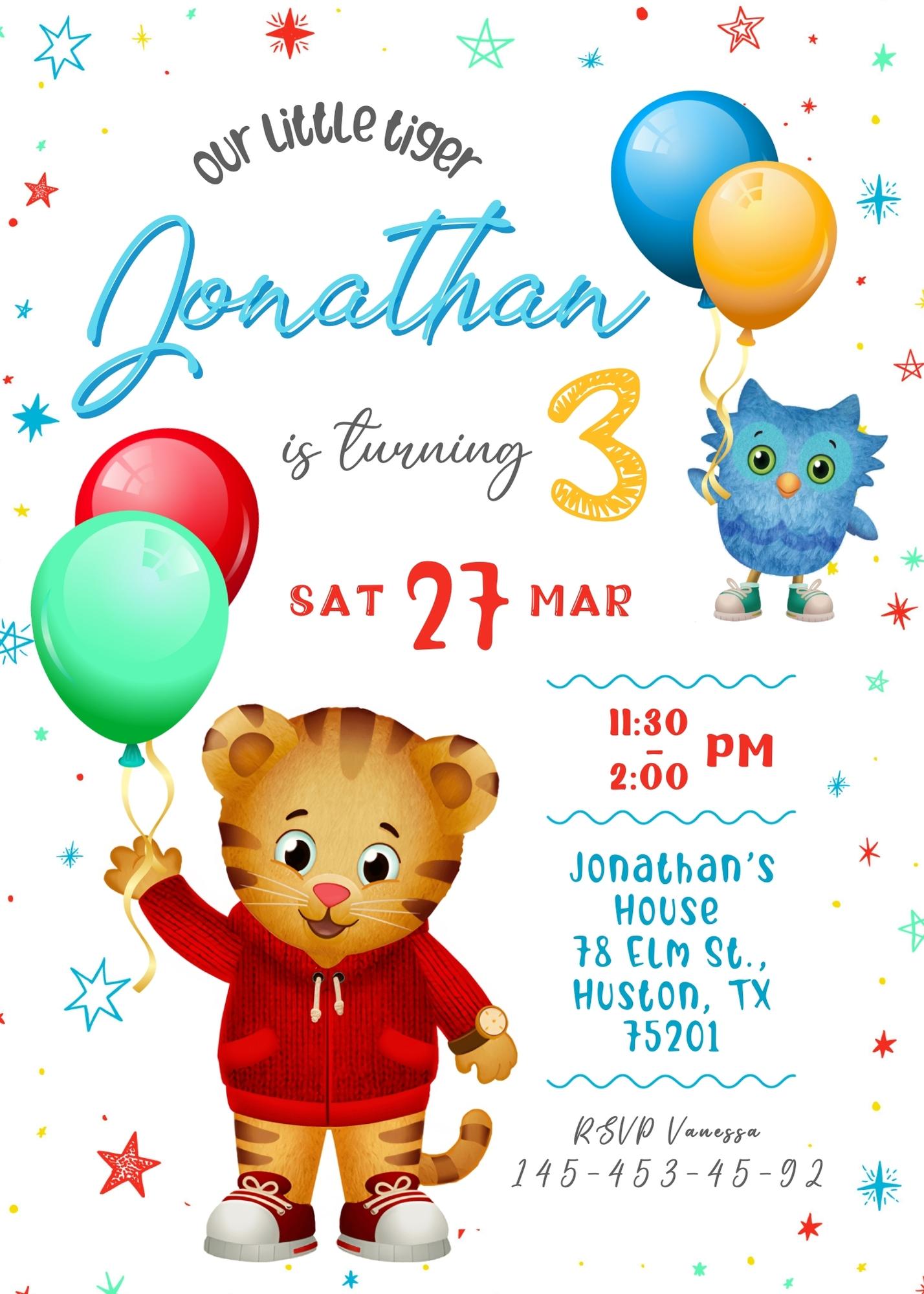 Daniel Tiger's Neighborhood customizable invitation template | Share or Print | TX856