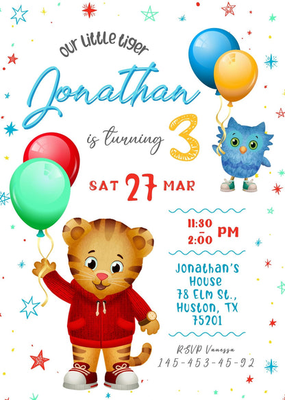 Daniel Tiger's Neighborhood customizable invitation template | Share or Print | TX856