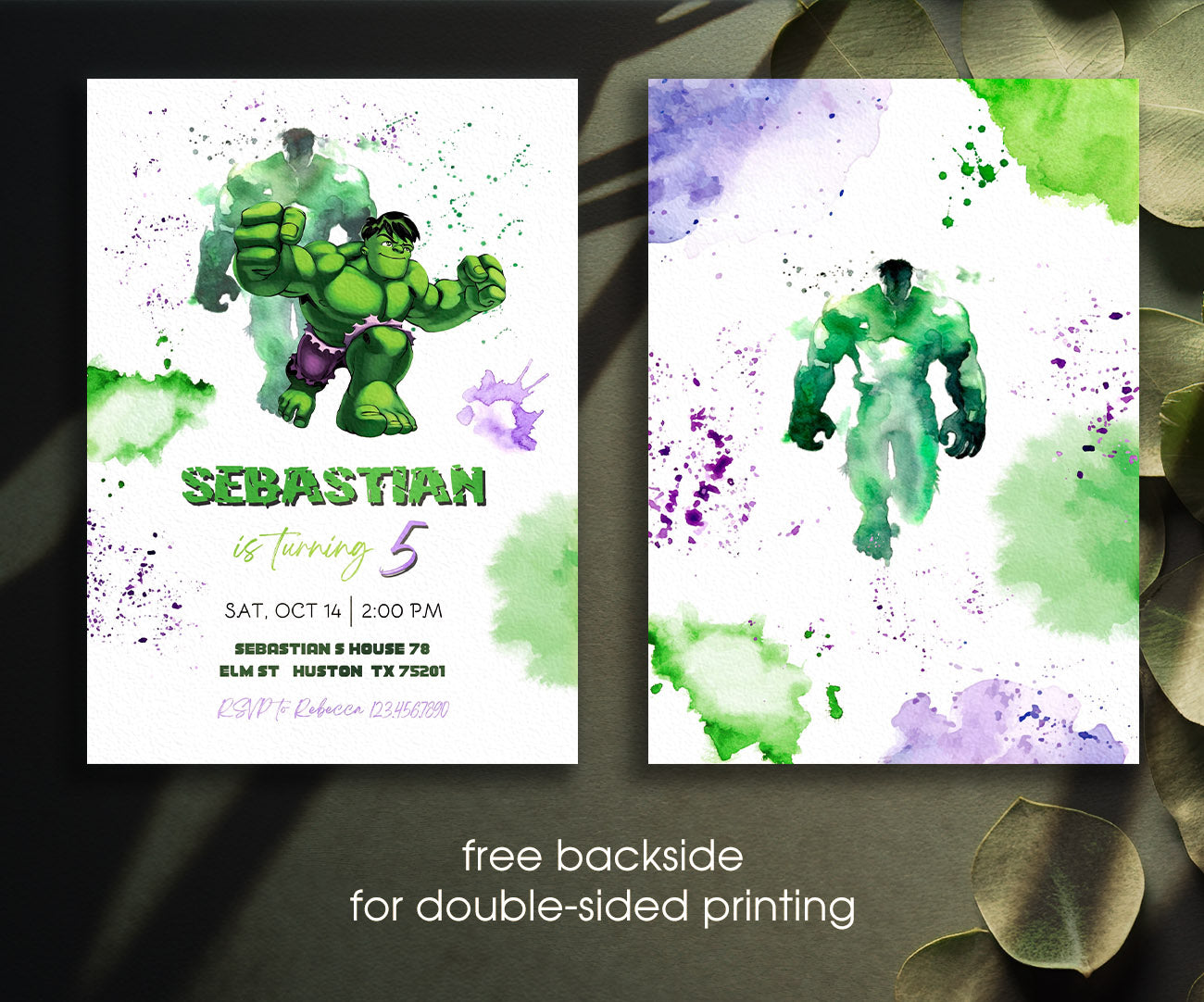 Hulk The Avengers Marvel Superhero customizable invitation template | Share or Print | boy | UW088