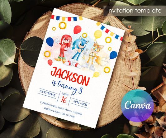 Sonic the Hedgehog customizable invitation template | Share or Print | WC711