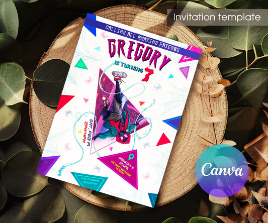 Spider Man Across the Spider-Verse customizable invitation template | Share or Print | boy | UU507