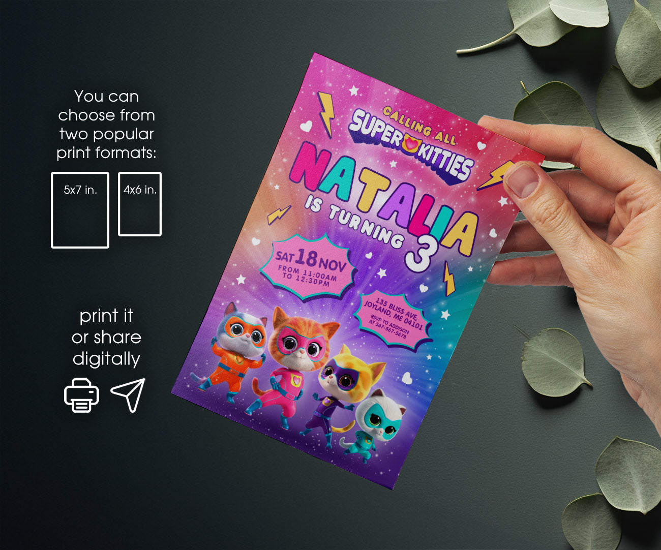 SuperKitties customizable invitation template | Share or Print | TT743