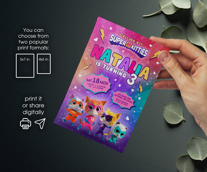 SuperKitties customizable invitation template | Share or Print | TT743