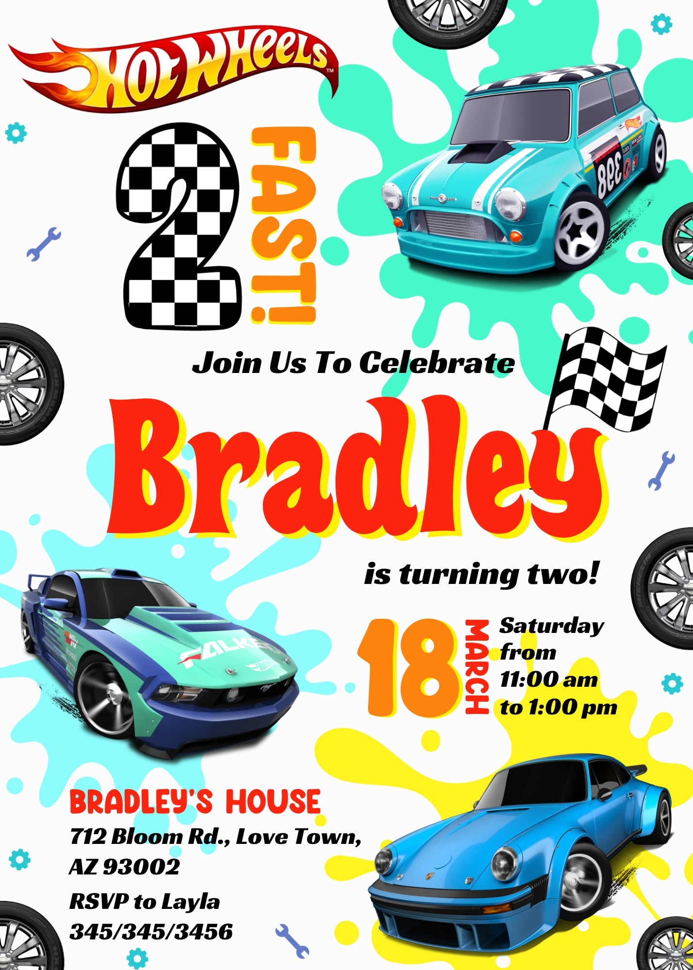 Hot Wheels Two Fast 2 Furious customizable invitation template | Share or Print | boy | OT488