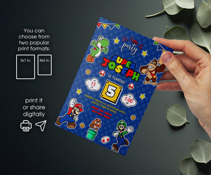 Super Mario Bros customizable invitation template | Share or Print | NX271