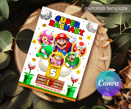 Super Mario Bros customizable invitation template | Share or Print | NO410