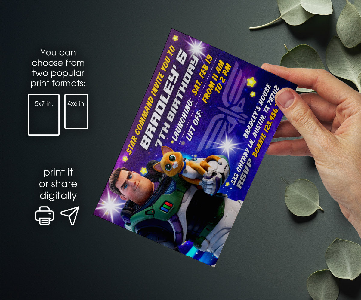 Buzz Lightyear Toy Story customizable invitation template | Share or Print | boy | BN285