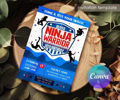 American Ninja Warrior customizable invitation template | Share or Print | TB693