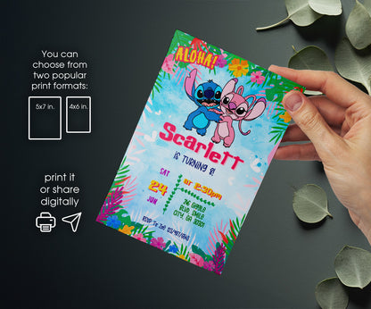 Lilo & Stitch Angel customizable invitation template | Share or Print | girl | FT389
