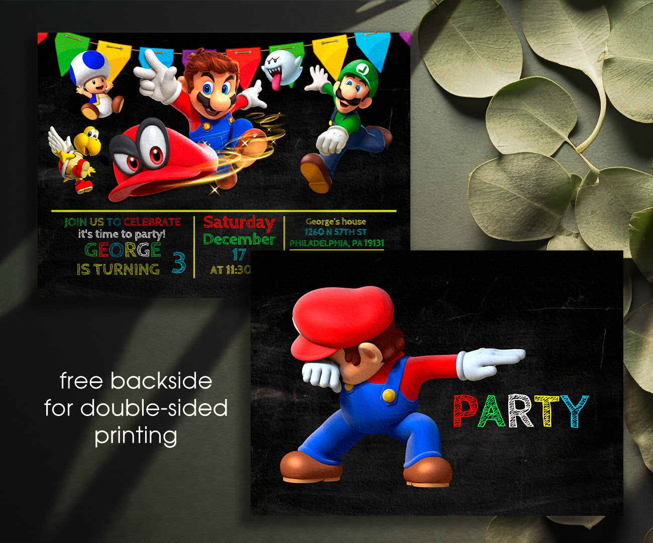 Super Mario Bros customizable invitation template | Share or Print | UZ484