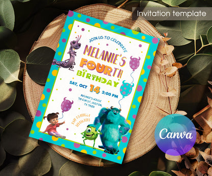 Monsters, Inc. customizable invitation template | Share or Print | ZW945