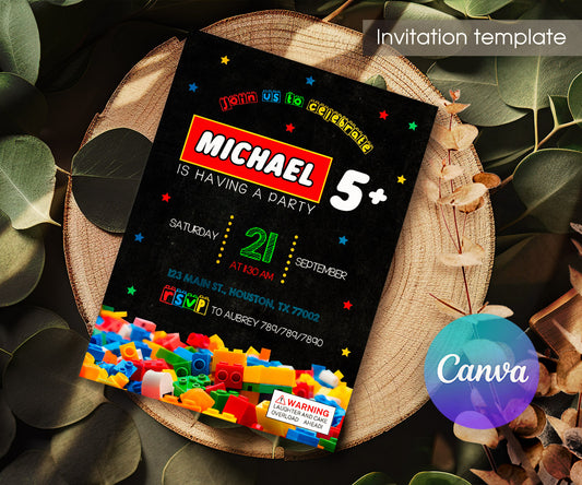 Lego customizable invitation template | Share or Print | BP993