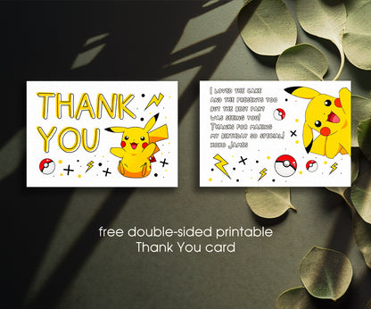 Pokemon Pikachu customizable invitation template | Share or Print | XA177