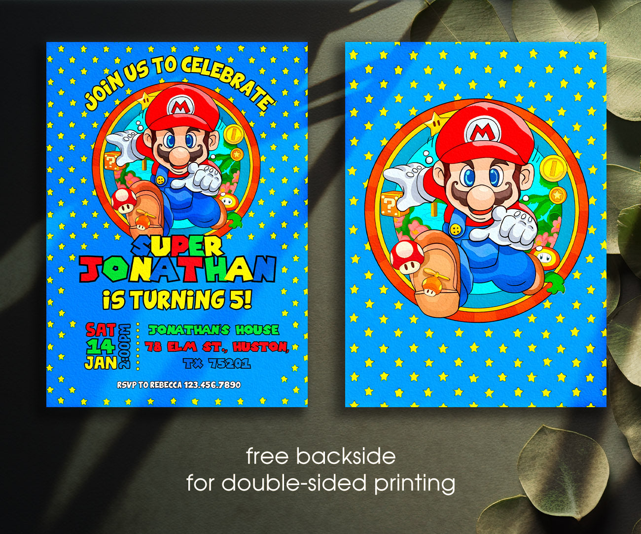 Super Mario Bros customizable invitation template | Share or Print | FZ847