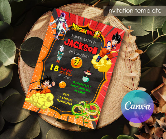Dragon Ball Z Anime customizable invitation template | Share or Print | boy | AD170