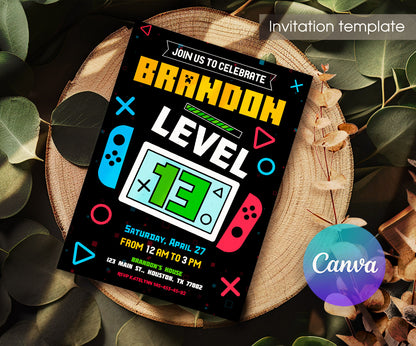Nintendo Switch Gamer customizable invitation template | Share or Print | KF051