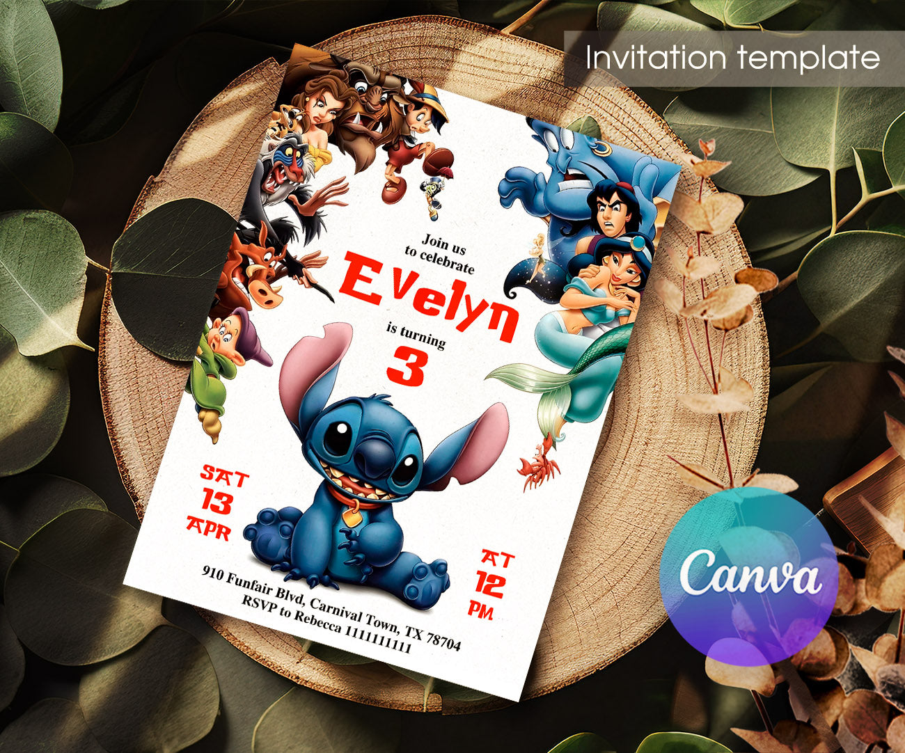Lilo & Stitch Aloha customizable invitation template | Share or Print | HT632