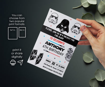 Star Wars Darth Vader customizable invitation template | Share or Print | boy | YD290