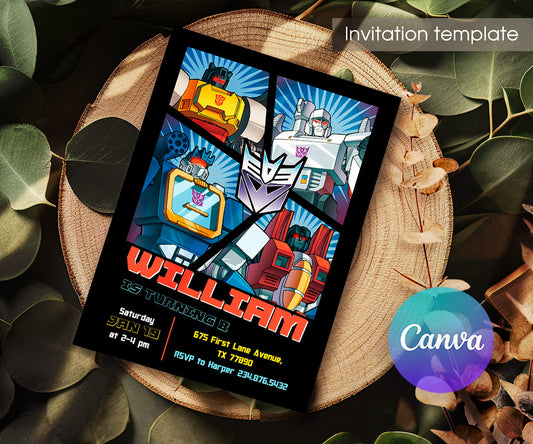Transformers Rescue Bots customizable invitation template | Share or Print | boy | GH721