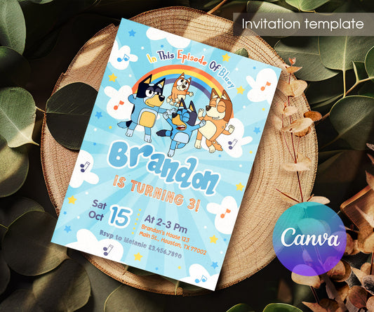 Bluey Bingo customizable invitation template | Share or Print | VD765