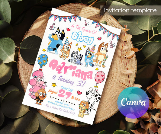 Bluey Bingo customizable invitation template | Share or Print | CI414