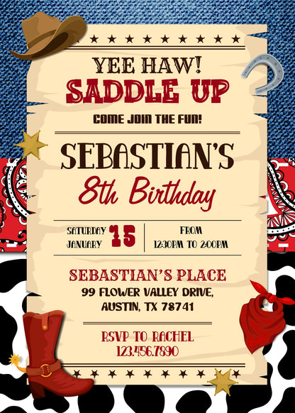 Cowboy Rodeo customizable invitation template | Share or Print | boy | UH161