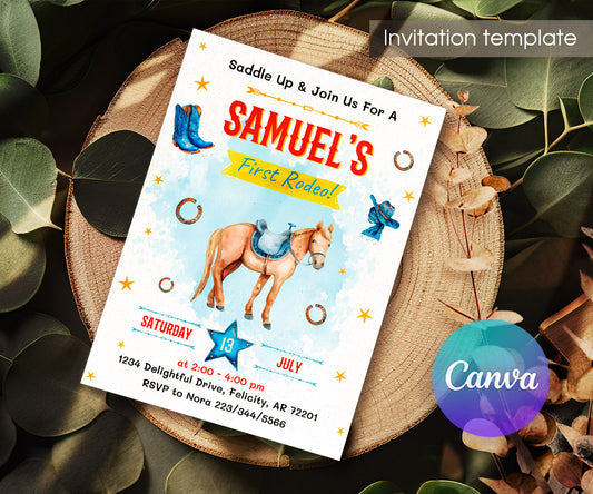 Cowboy Rodeo customizable invitation template | Share or Print | boy | NW000