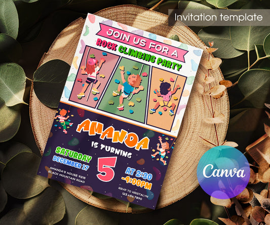 Rock Climbing customizable invitation template | Share or Print | FJ315