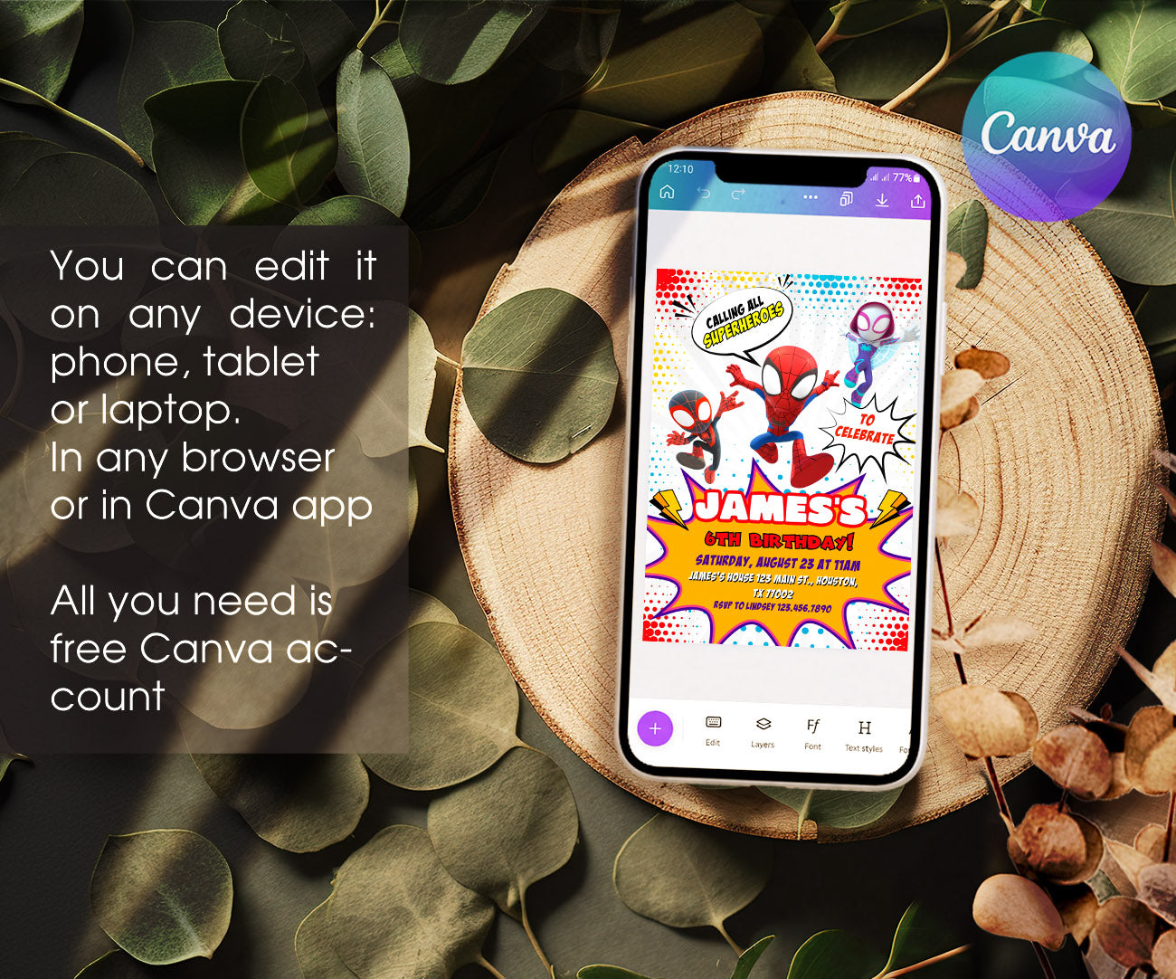Spidey and His Amazing Friends customizable invitation template | Share or Print | boy | RS876