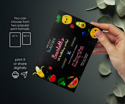 Hey Bear Sensory Dancing Fruits customizable invitation template | Share or Print | SI822