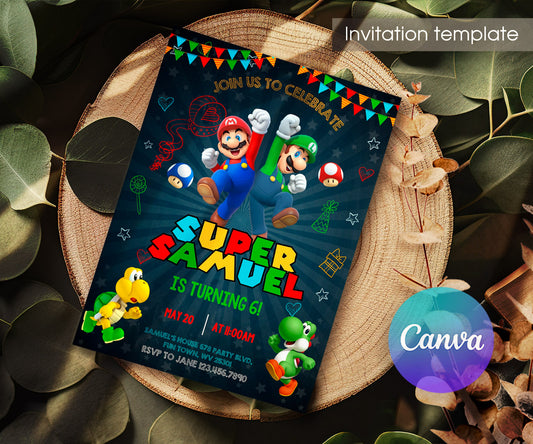 Super Mario Bros customizable invitation template | Share or Print | KS916