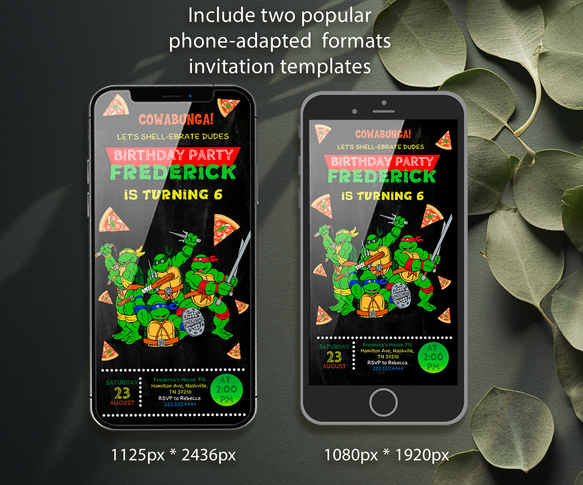 Teenage Mutant Ninja Turtles customizable invitation template | Share or Print | boy | JC394