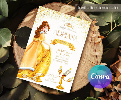Belle Beauty And The Beast customizable invitation template | Share or Print | girl | EQ492