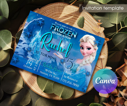Frozen Elsa customizable invitation template | Share or Print | girl | GR335