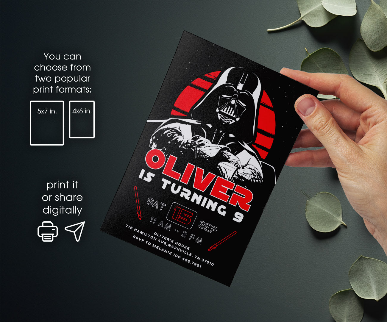 Star Wars Darth Vader customizable invitation template | Share or Print | boy | BX426