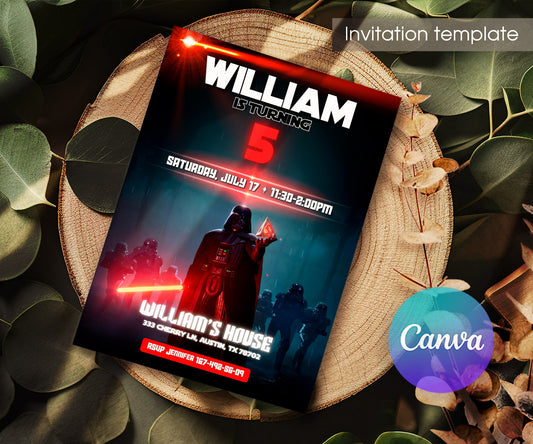 Star Wars Darth Vader customizable invitation template | Share or Print | boy | OR120