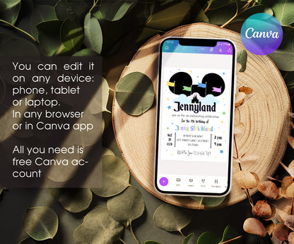 Disneyland customizable invitation template | Share or Print | girl | HD973